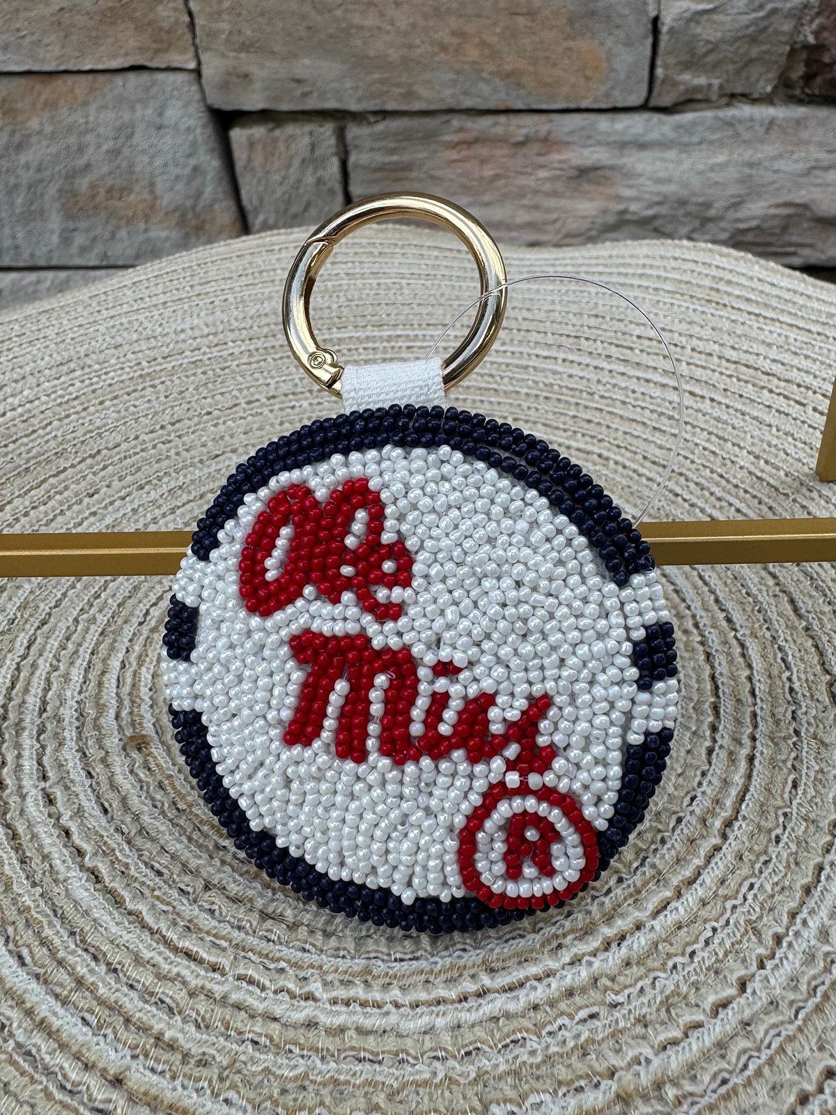 Ole Miss Beaded Keychain - The Pink Pineapple 850