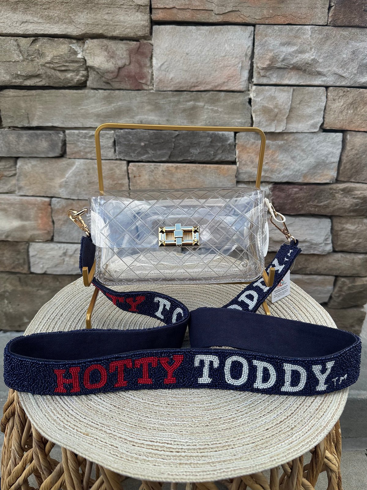 Ole Miss Hotty Toddy Beaded Bag Strap - The Pink Pineapple 850