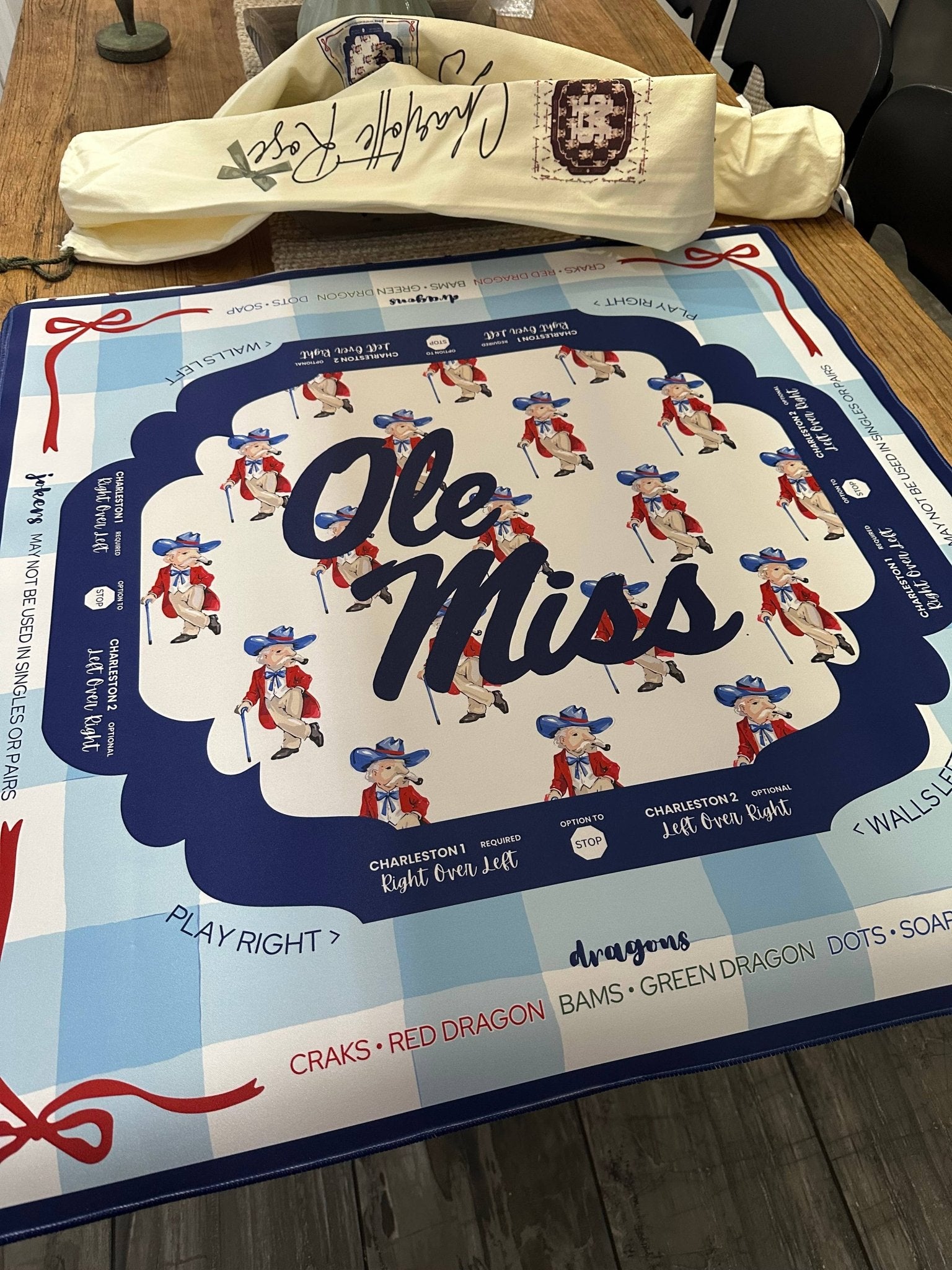 Ole Miss Licensed Mahjong Mat - The Pink Pineapple 850