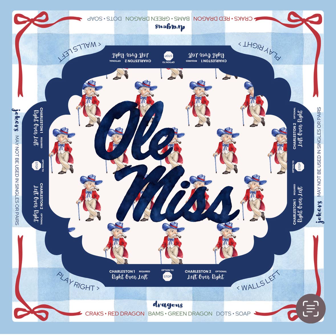 Ole Miss Licensed Mahjong Mat - The Pink Pineapple 850