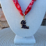 Ole Miss Rebels Logo Bandana Scarf Necklace - The Pink Pineapple 850