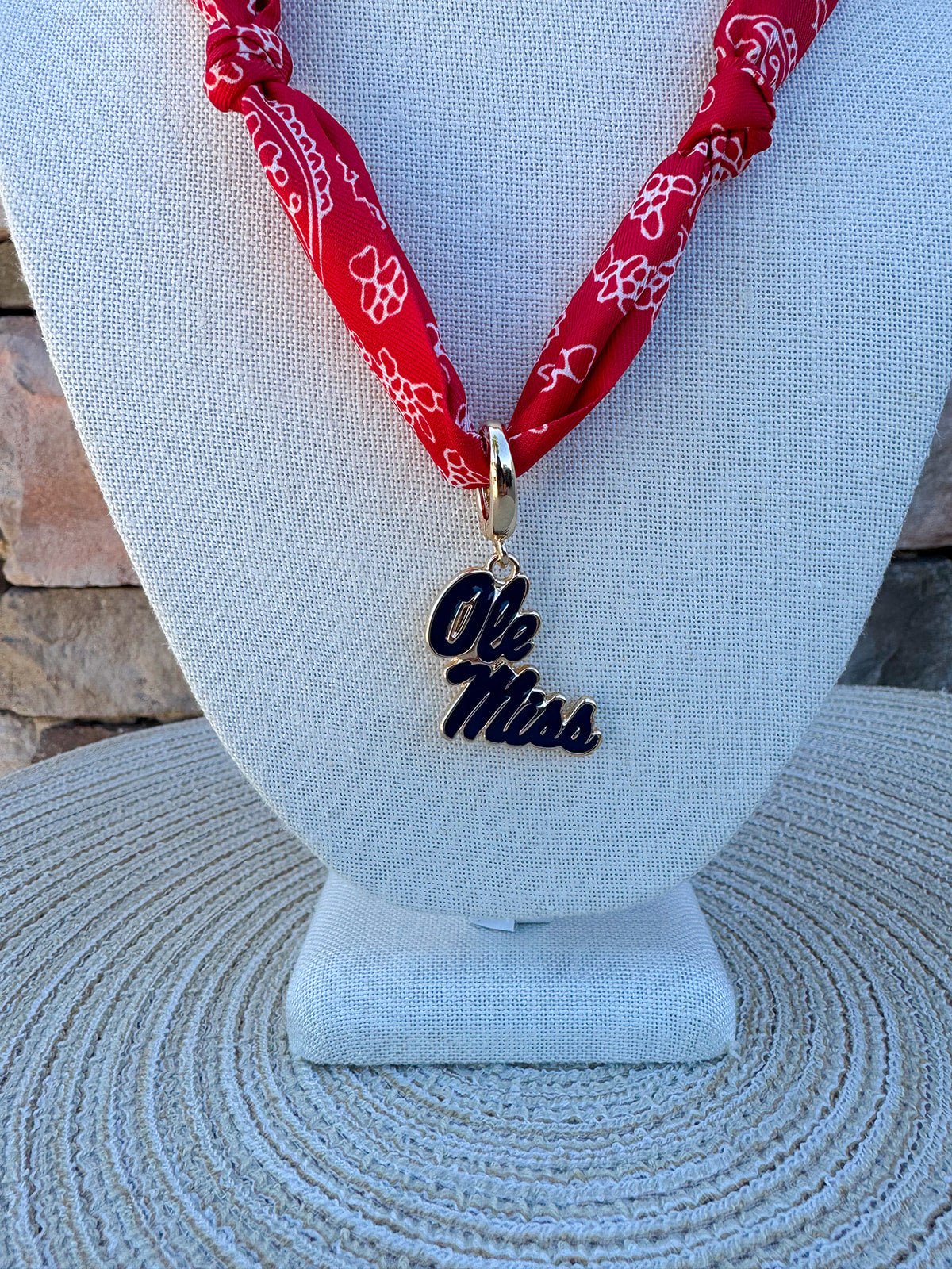 Ole Miss Rebels Logo Bandana Scarf Necklace - The Pink Pineapple 850