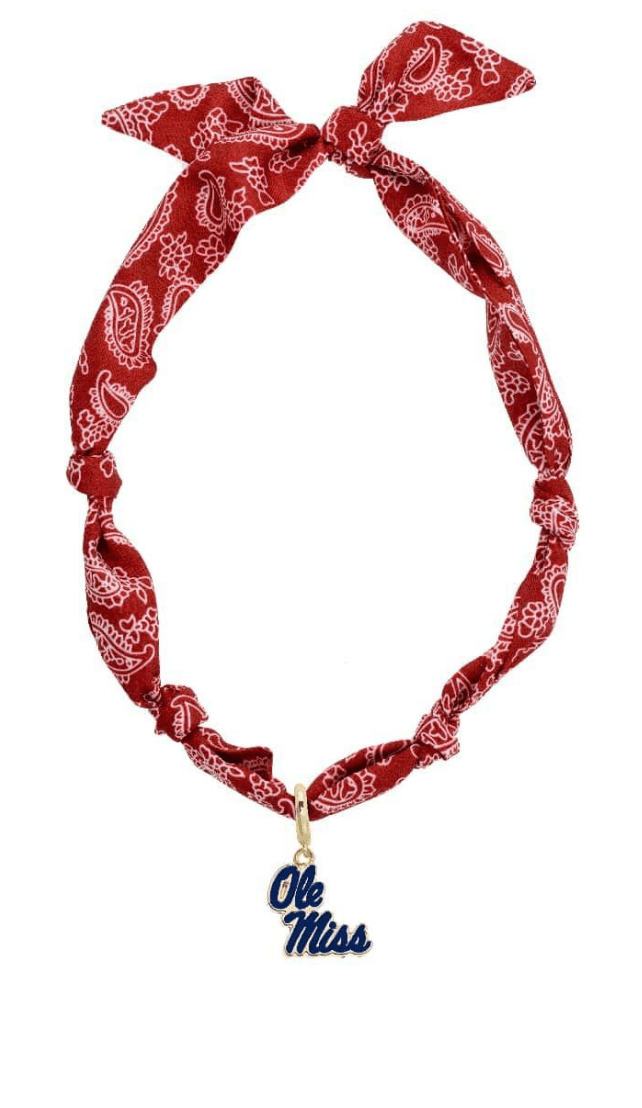 Ole Miss Rebels Logo Bandana Scarf Necklace - The Pink Pineapple 850