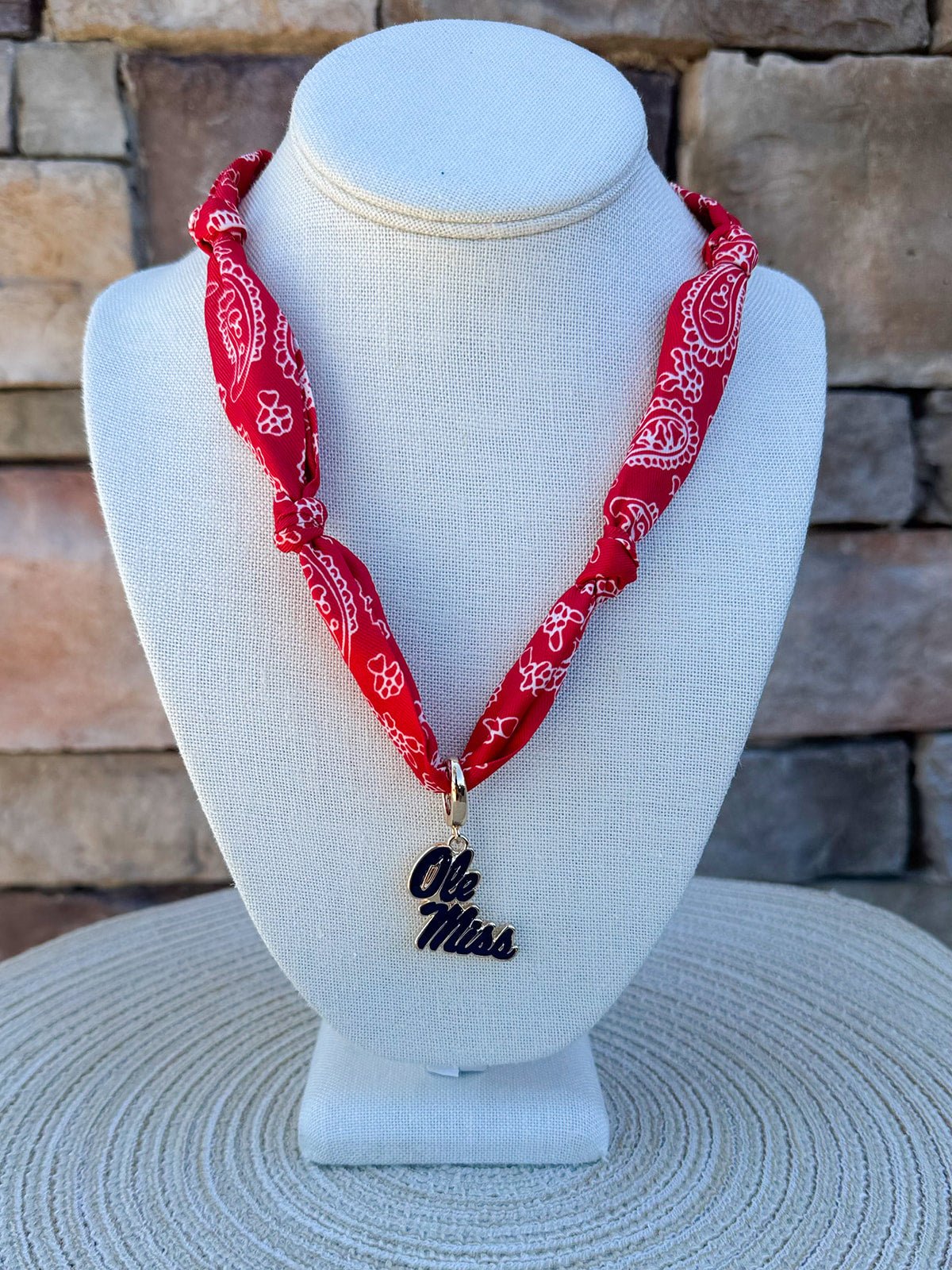 Ole Miss Rebels Logo Bandana Scarf Necklace - The Pink Pineapple 850