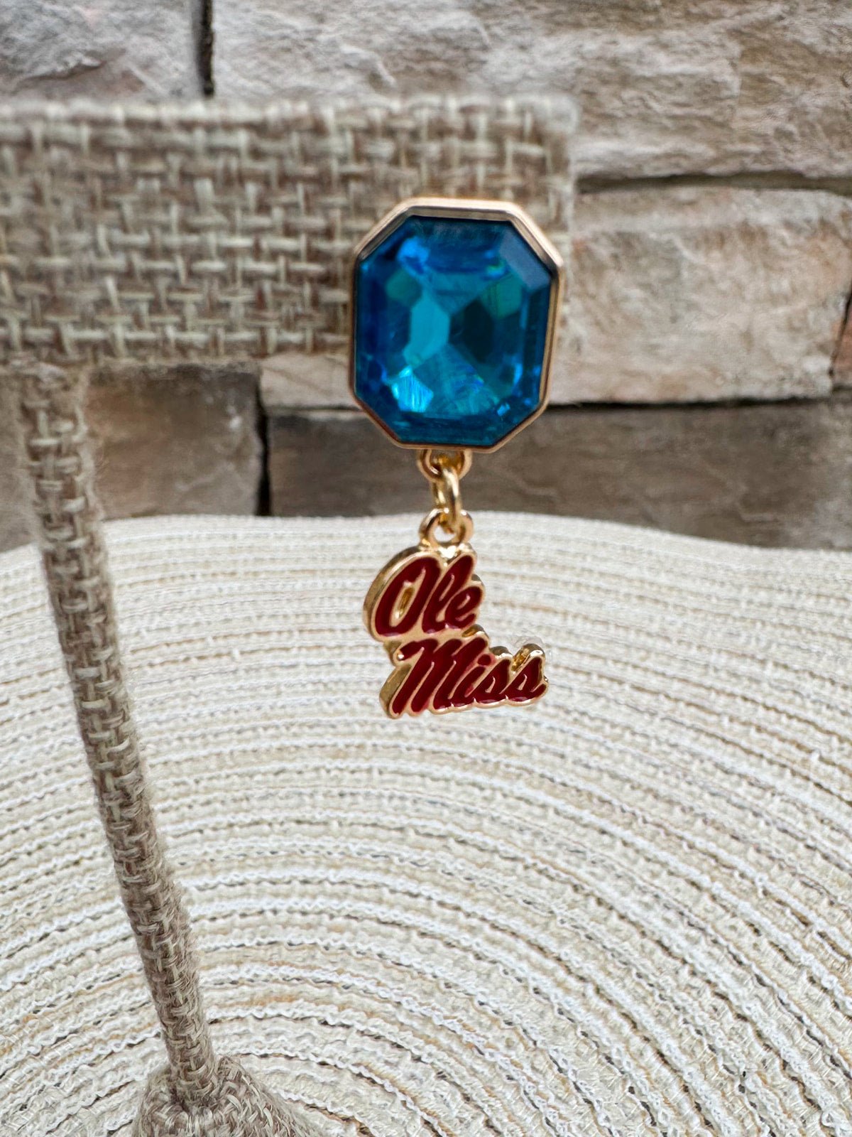 Ole Miss Rebels Rhinestone Enamel Logo Earrings - The Pink Pineapple 850