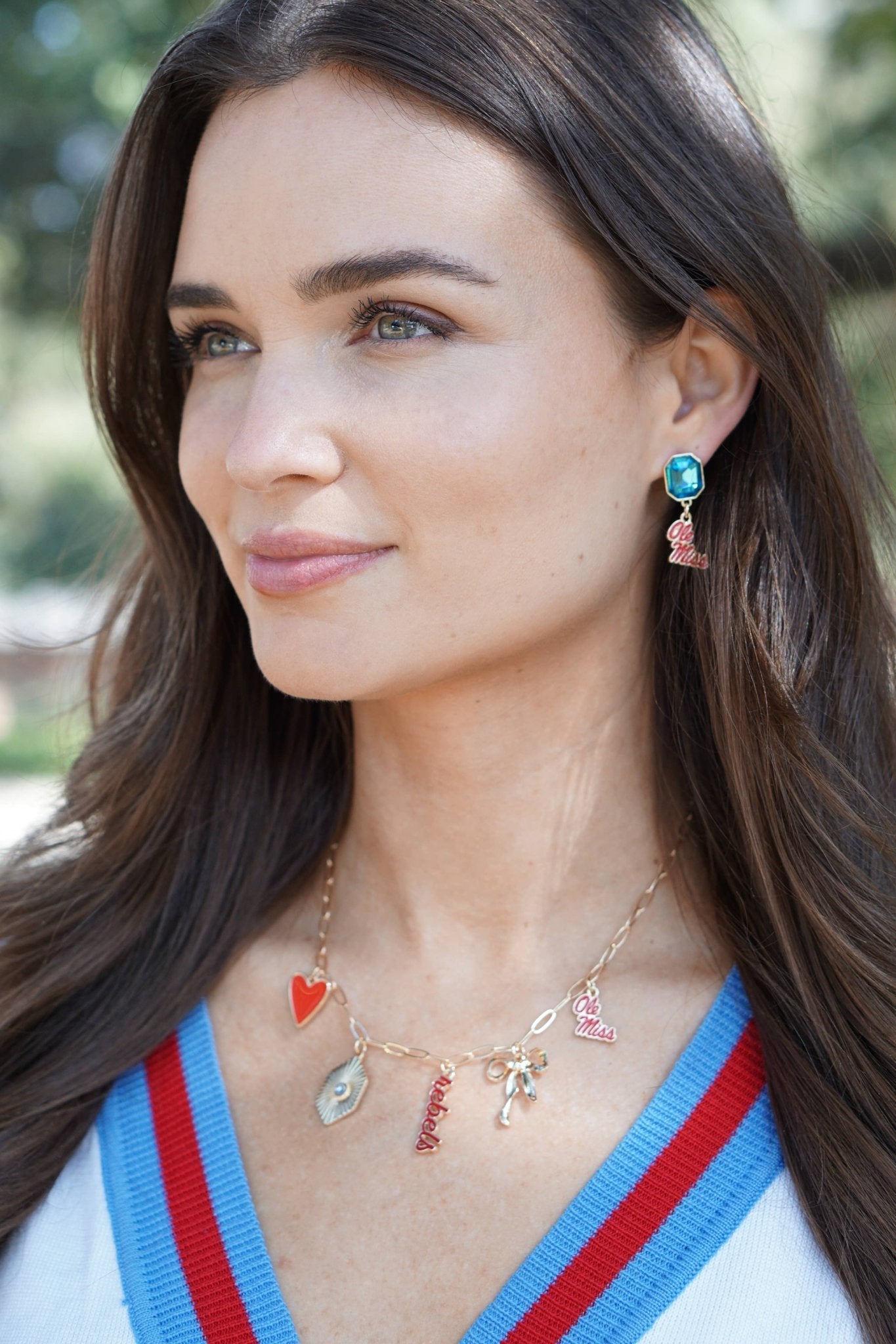 Ole Miss Rebels Rhinestone Enamel Logo Earrings - The Pink Pineapple 850