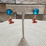 Ole Miss Rebels Rhinestone Enamel Logo Earrings - The Pink Pineapple 850