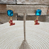 Ole Miss Rebels Rhinestone Enamel Logo Earrings - The Pink Pineapple 850