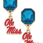 Ole Miss Rebels Rhinestone Enamel Logo Earrings - The Pink Pineapple 850