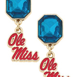 Ole Miss Rebels Rhinestone Enamel Logo Earrings - The Pink Pineapple 850