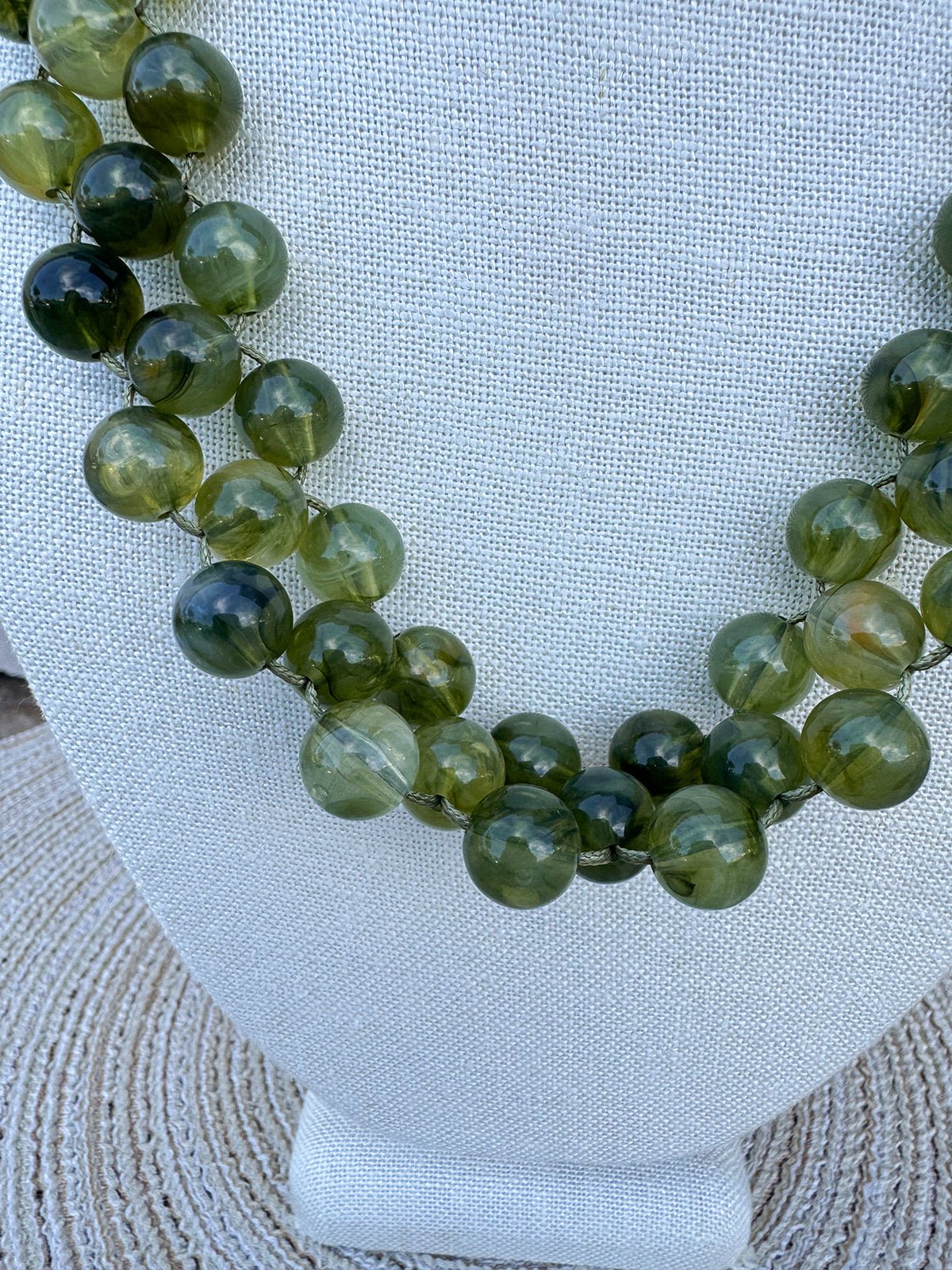 Olive Beaded Triple Layer Necklace - The Pink Pineapple 850