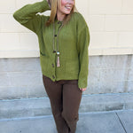 Olive Charm Cardigan - The Pink Pineapple 850