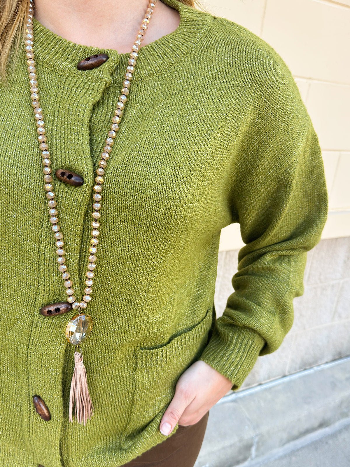 Olive Charm Cardigan - The Pink Pineapple 850