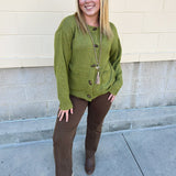 Olive Charm Cardigan - The Pink Pineapple 850