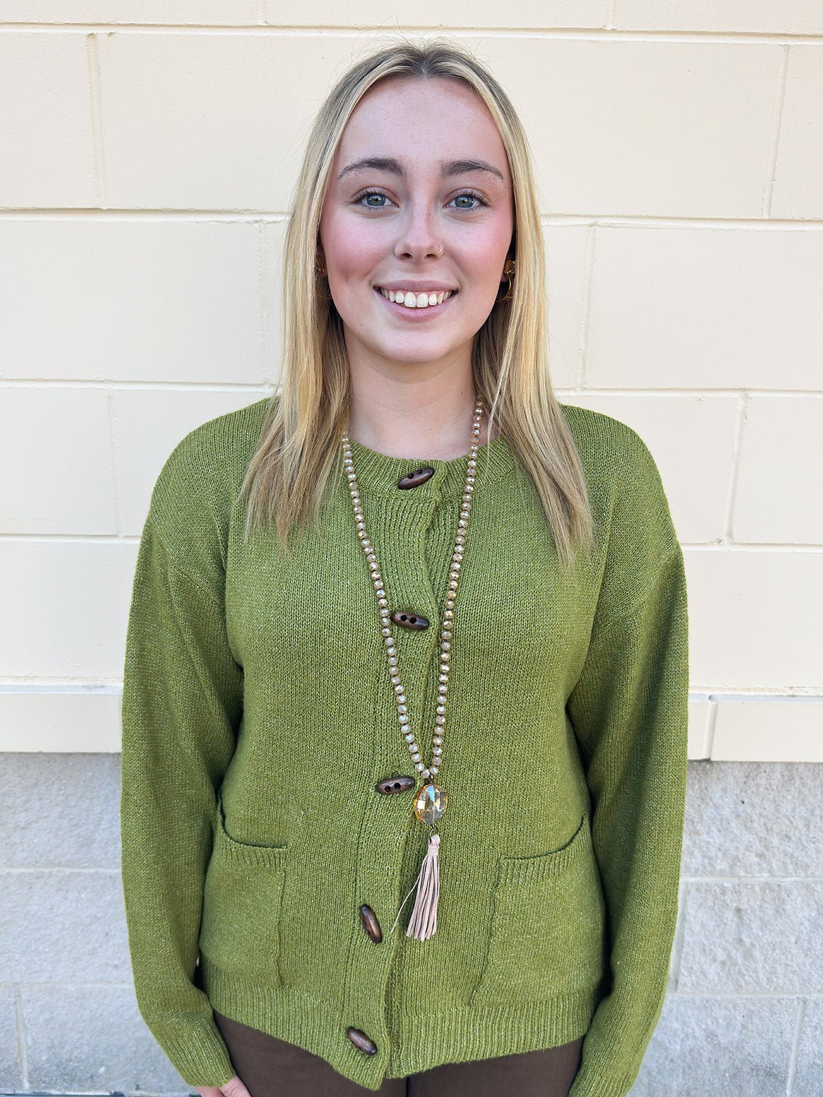 Olive Charm Cardigan - The Pink Pineapple 850