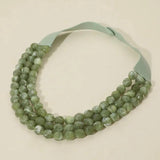 Olive Essence Beaded Faux Leather Necklace - The Pink Pineapple 850