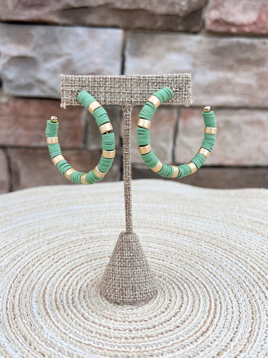 Olive Green Rubber and Gold Earring - The Pink Pineapple 850