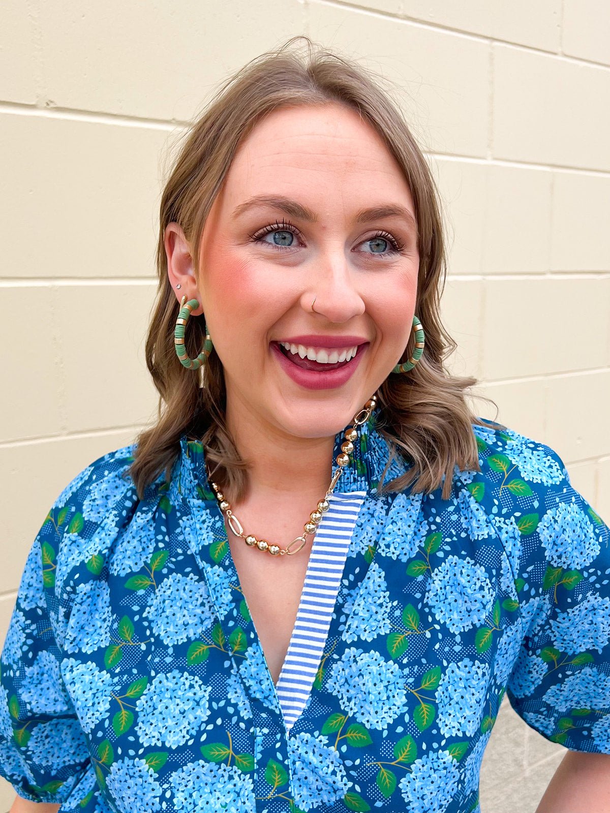 Olive Green Rubber and Gold Earring - The Pink Pineapple 850