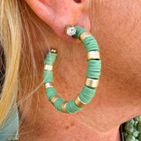 Olive Green Rubber and Gold Earring - The Pink Pineapple 850