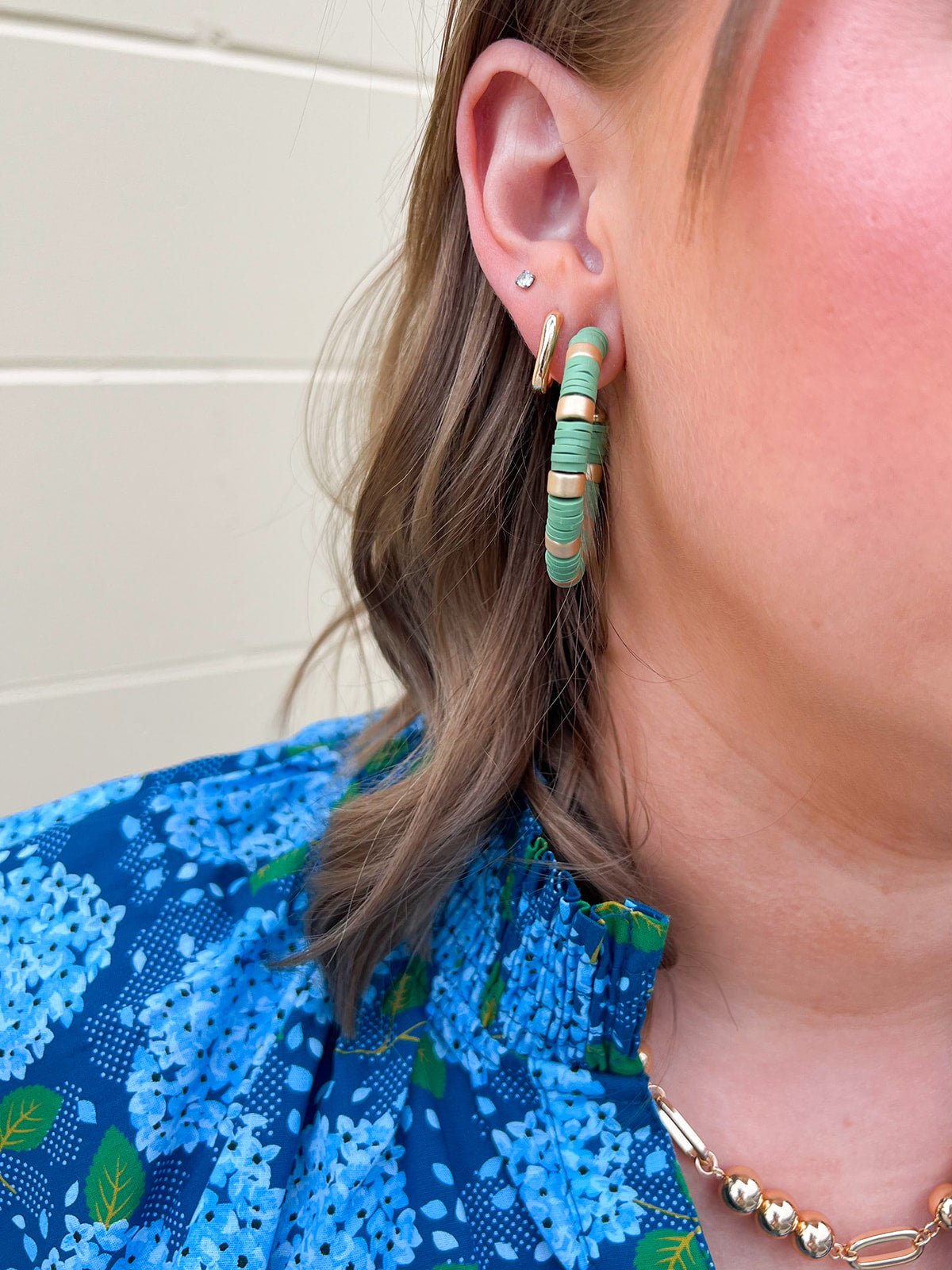 Olive Green Rubber and Gold Earring - The Pink Pineapple 850