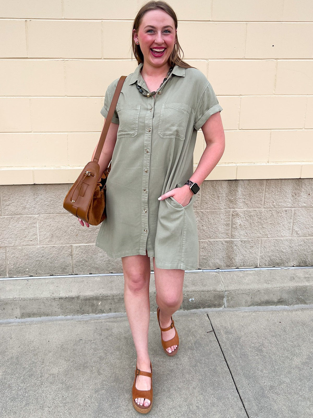 Olive Grove Mini Dress - The Pink Pineapple 850