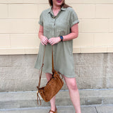 Olive Grove Mini Dress - The Pink Pineapple 850