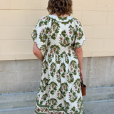 Olive Harvest Scalloped Midi Dress - The Pink Pineapple 850