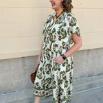 Olive Harvest Scalloped Midi Dress - The Pink Pineapple 850