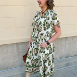 Olive Harvest Scalloped Midi Dress - The Pink Pineapple 850