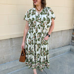 Olive Harvest Scalloped Midi Dress - The Pink Pineapple 850