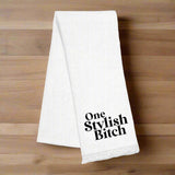 One Stylish B*tch Linen Fringe Kitchen Towel - The Pink Pineapple 850