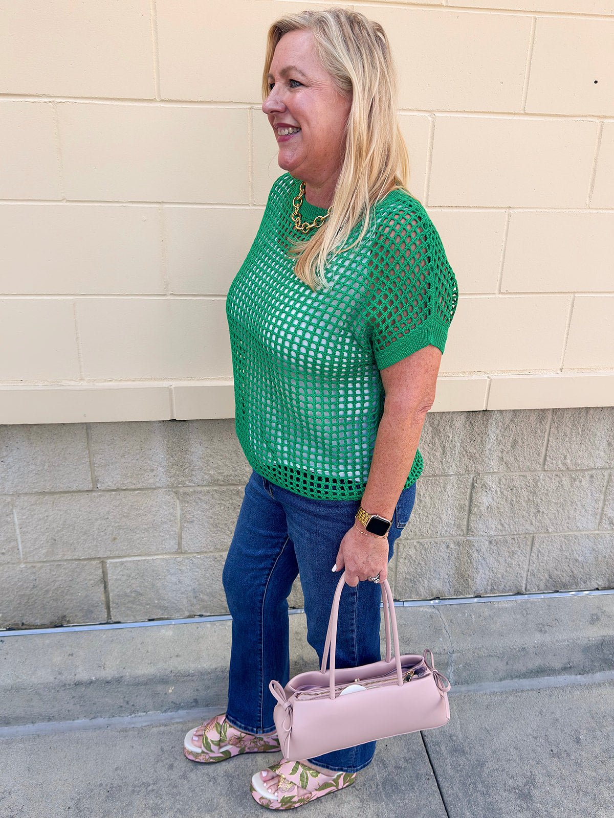 Open Air Textured Knit Top - The Pink Pineapple 850