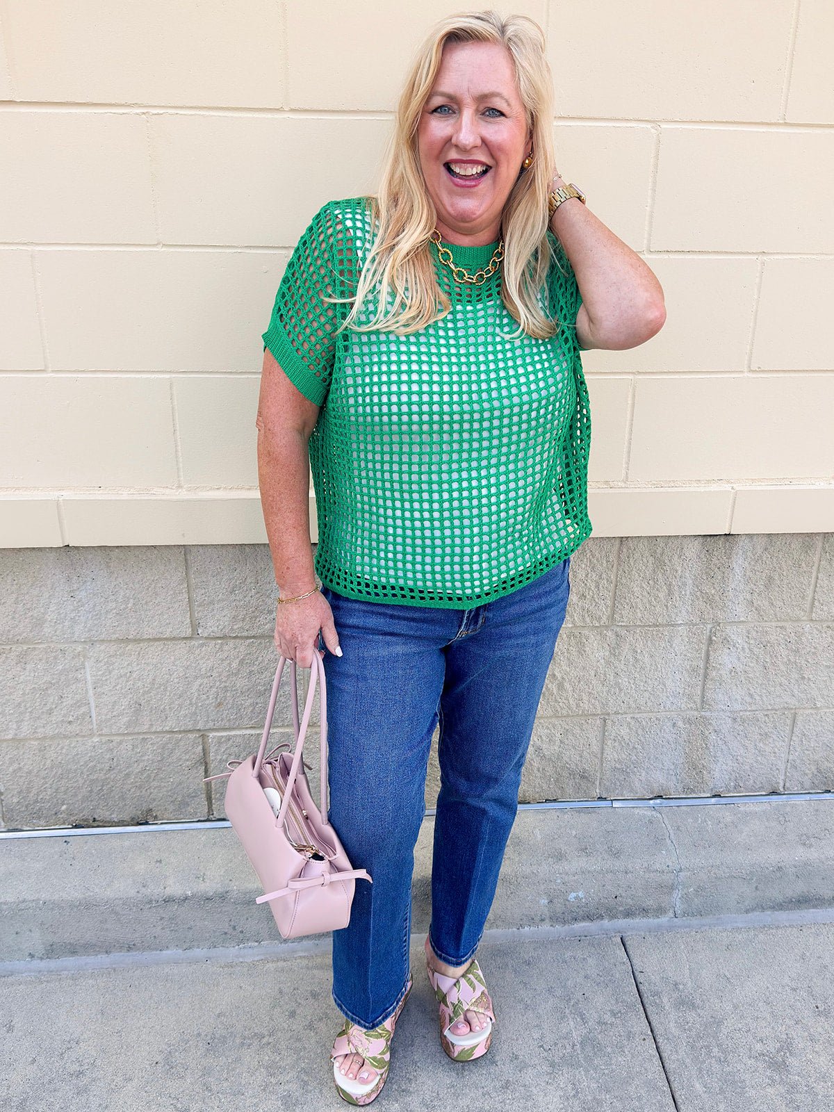 Open Air Textured Knit Top - The Pink Pineapple 850