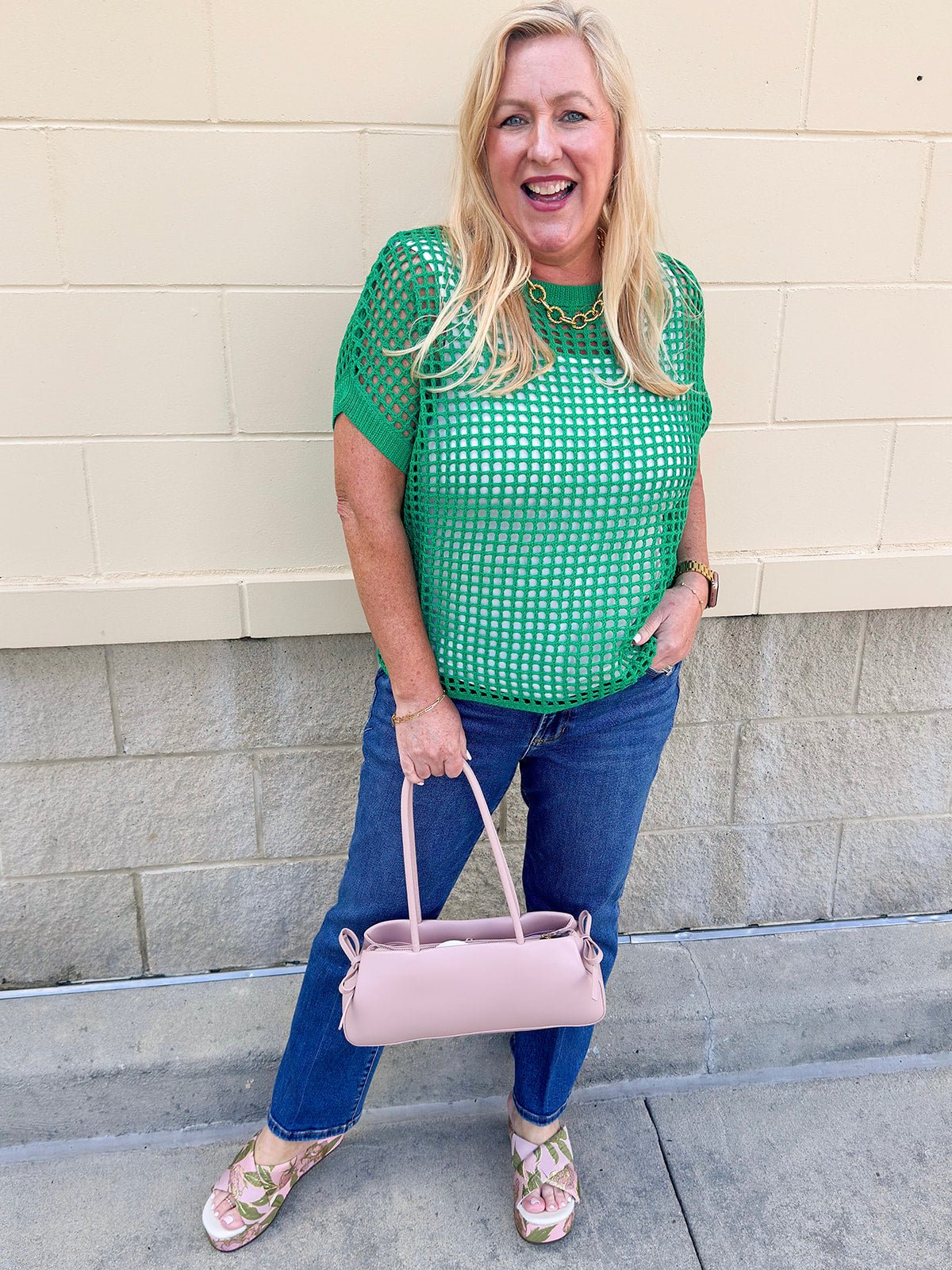 Open Air Textured Knit Top - The Pink Pineapple 850