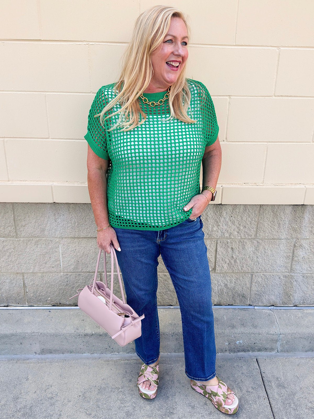 Open Air Textured Knit Top - The Pink Pineapple 850