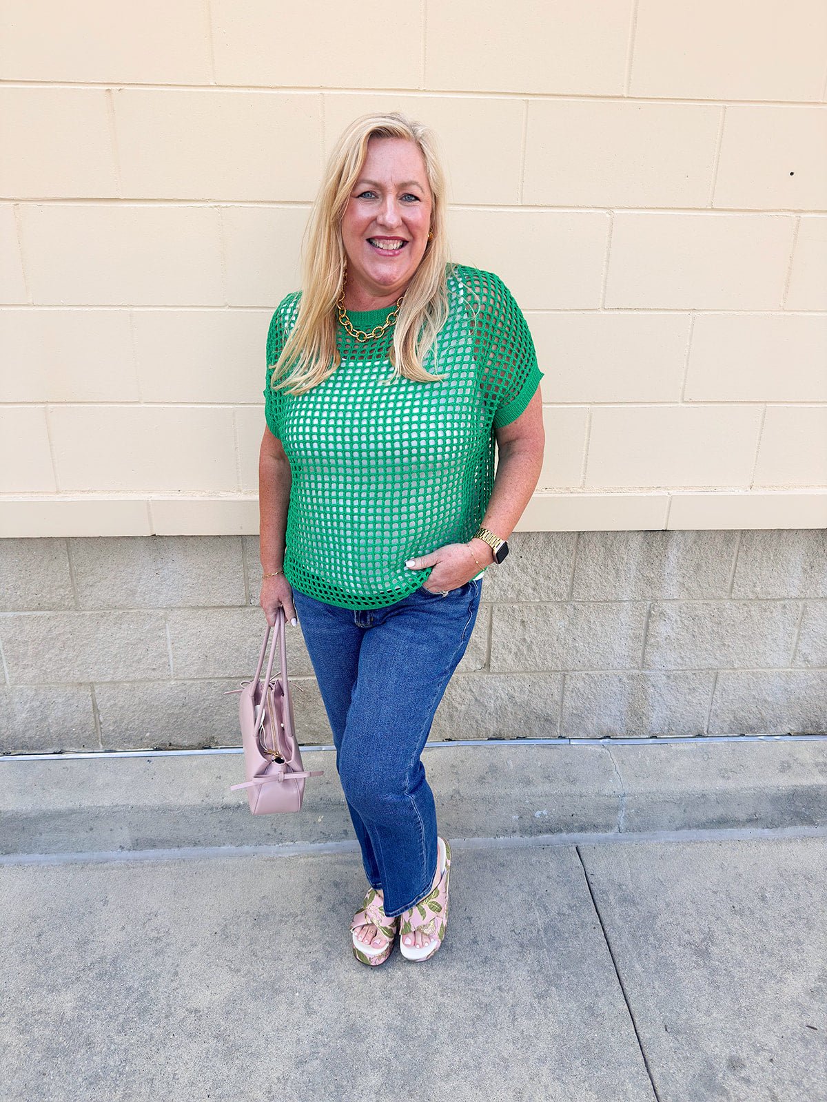 Open Air Textured Knit Top - The Pink Pineapple 850