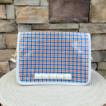 Orange & Blue Gingham Bamboo Stadium Crossbody Bag - The Pink Pineapple 850