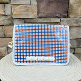 Orange & Blue Gingham Bamboo Stadium Crossbody Bag - The Pink Pineapple 850