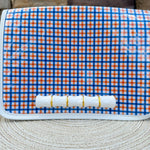 Orange & Blue Gingham Bamboo Stadium Crossbody Bag - The Pink Pineapple 850