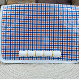 Orange & Blue Gingham Bamboo Stadium Crossbody Bag - The Pink Pineapple 850
