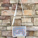 Orange & Blue Gingham Bamboo Stadium Crossbody Bag - The Pink Pineapple 850