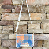 Orange & Blue Gingham Bamboo Stadium Crossbody Bag - The Pink Pineapple 850