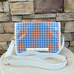 Orange & Blue Gingham Bamboo Stadium Crossbody Bag - The Pink Pineapple 850