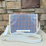 Orange & Blue Gingham Bamboo Stadium Crossbody Bag - The Pink Pineapple 850