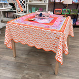 Orange Brushstroke Scalloped Mahjong Tablecloth - The Pink Pineapple 850