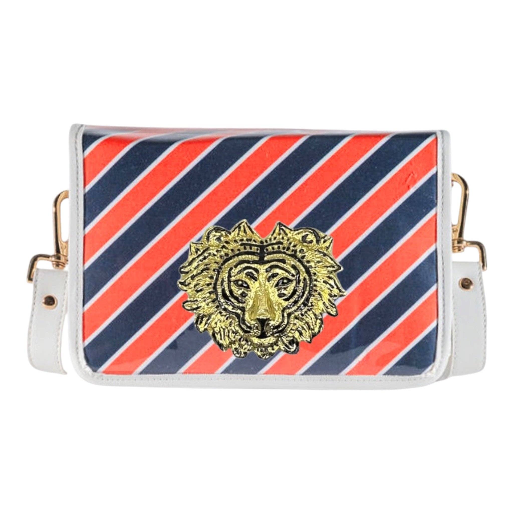 Orange & Navy Tiger Stripe Stadium Crossbody Bag - The Pink Pineapple 850