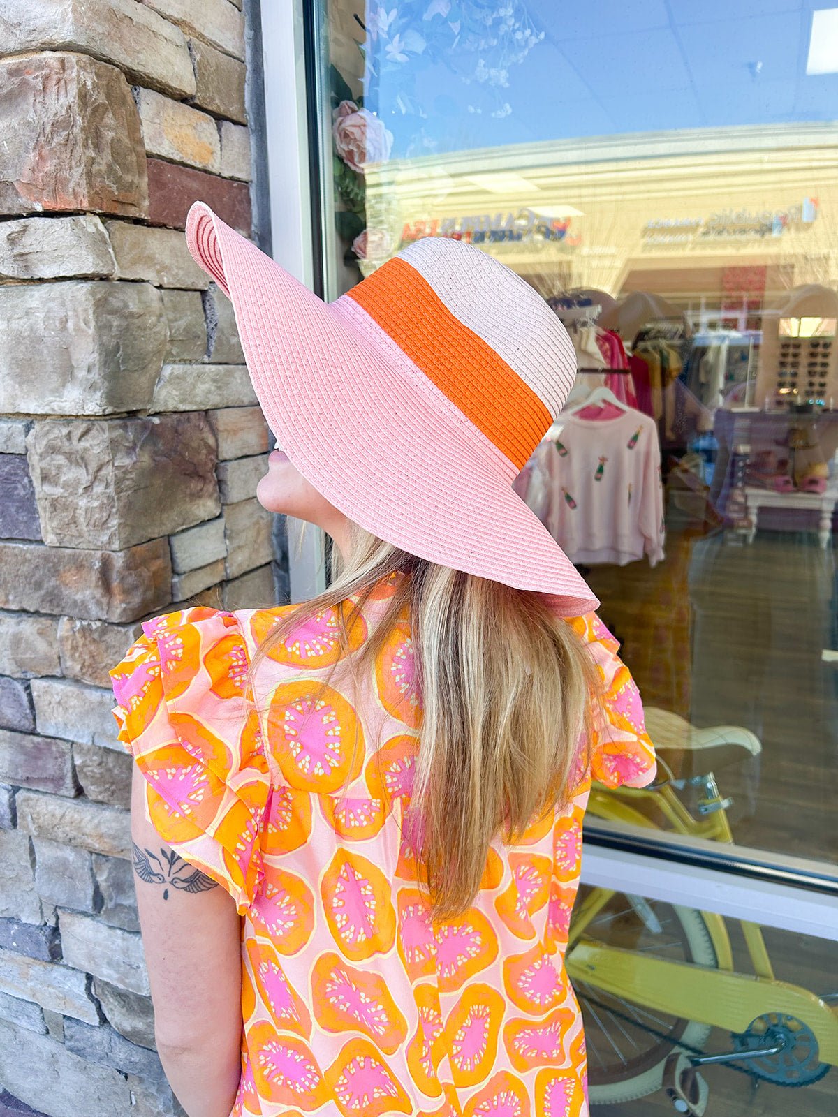 Orange Pink Color Block Fedora - The Pink Pineapple 850