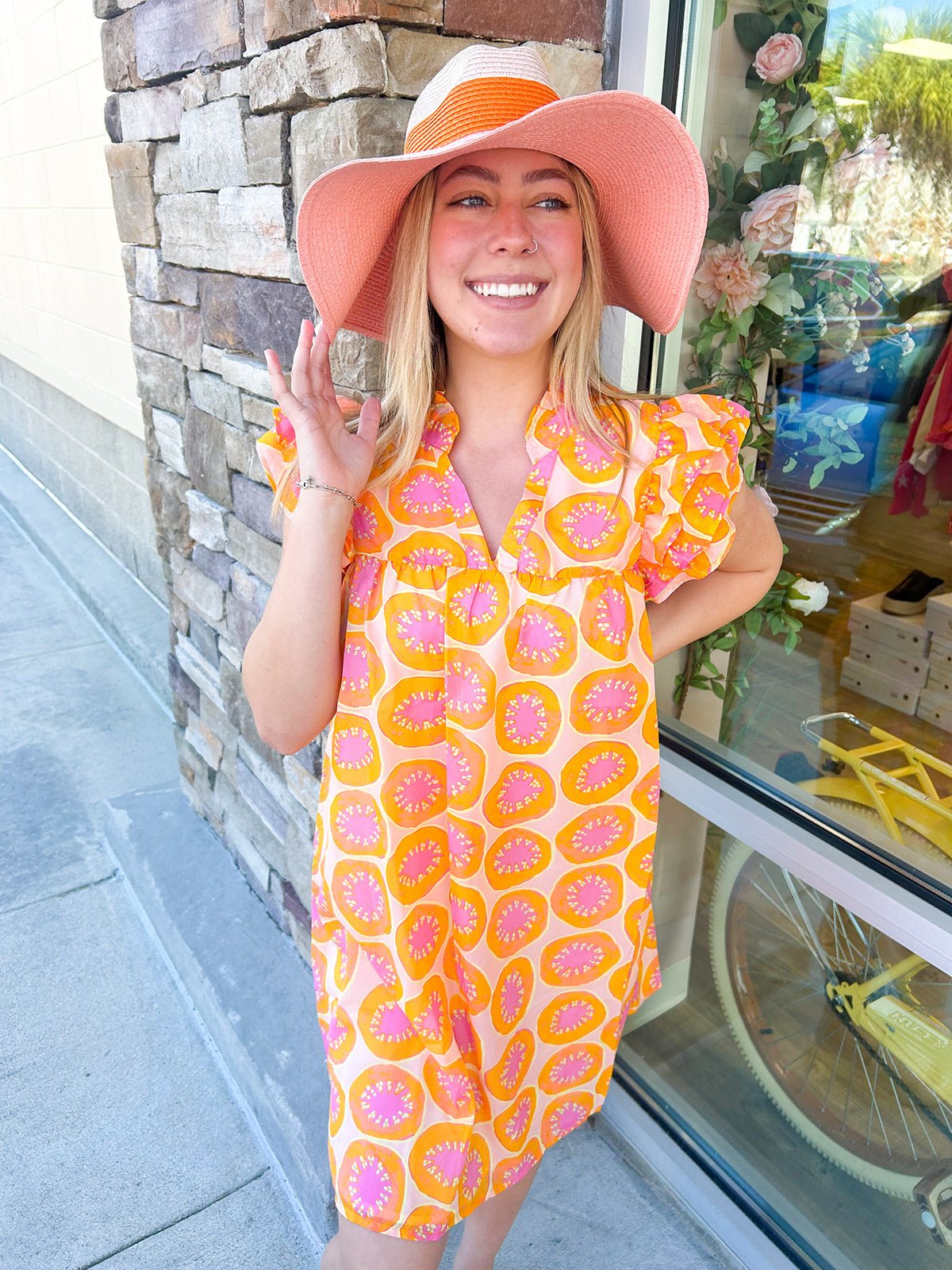 Orange Pink Color Block Fedora - The Pink Pineapple 850