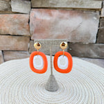 Orange Rattan Oval Drop Hoops - The Pink Pineapple 850