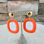 Orange Rattan Oval Drop Hoops - The Pink Pineapple 850